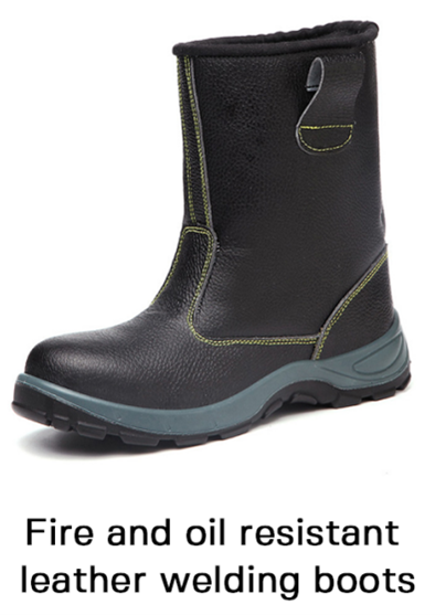 Fire and oil resistant leather welding boots